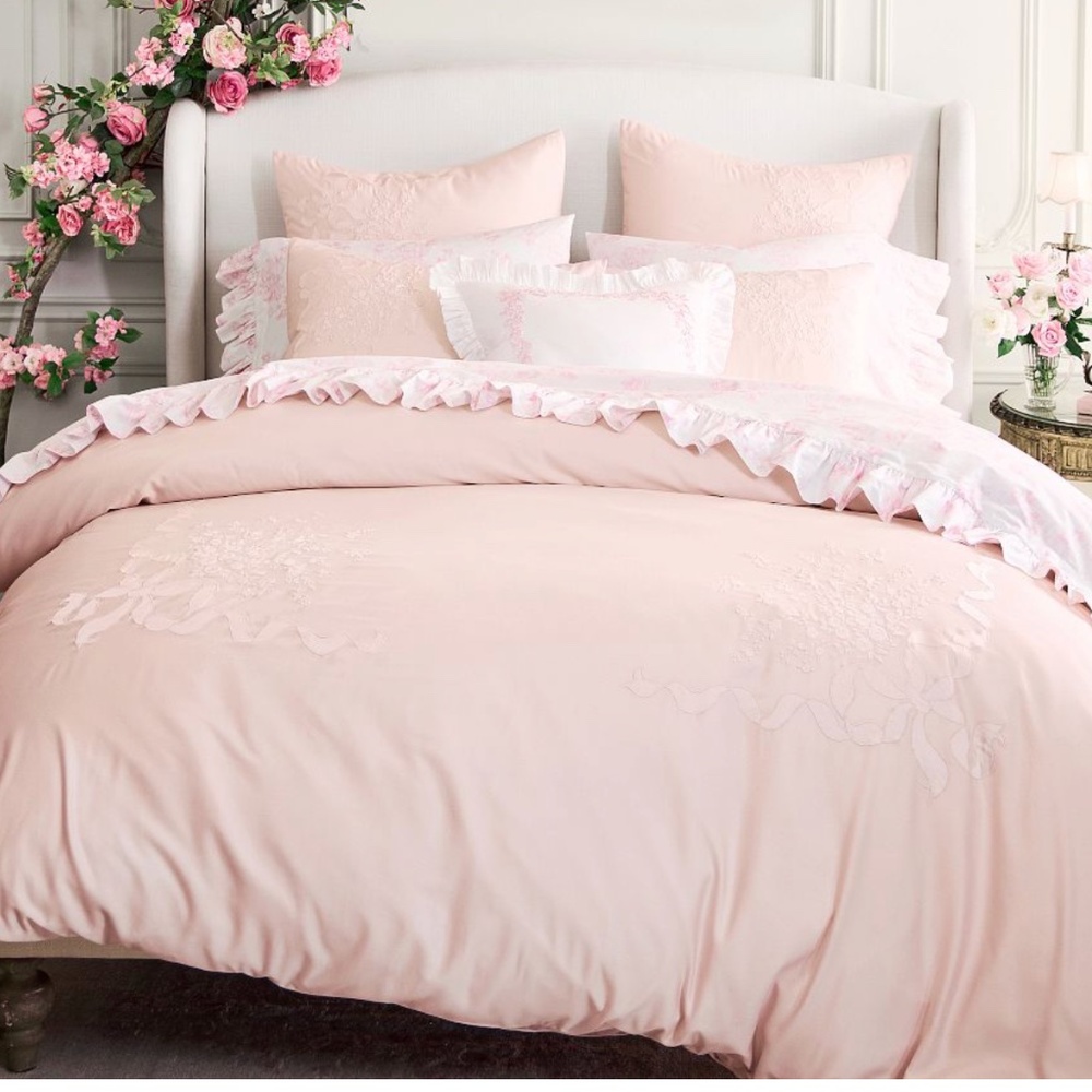 LoveShackFancy Rococo Bow Duvet Cover - KING/California  Size  108" w x 92" l